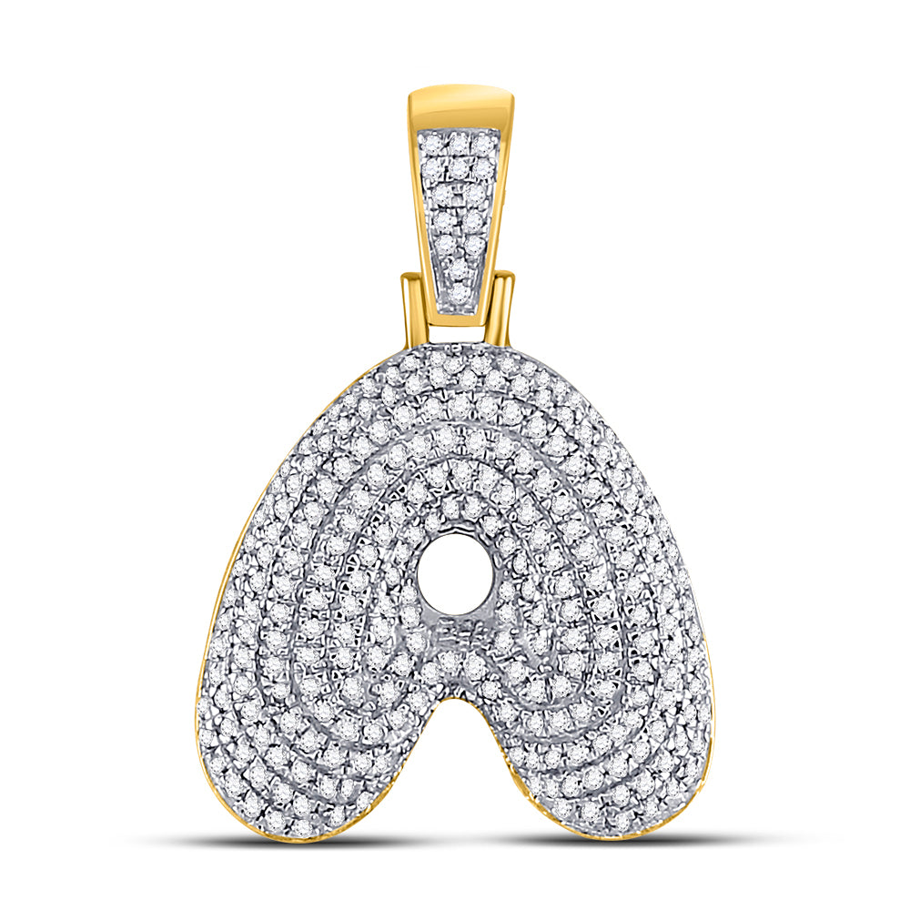 10kt Yellow Gold Men's Diamond "A" Letter Charm Pendant 3/4 ctw