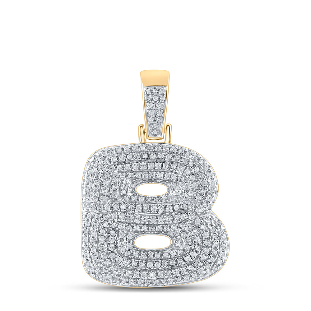 10kt Yellow Gold Men's Diamond "B" Letter Charm Pendant 3/4 ctw