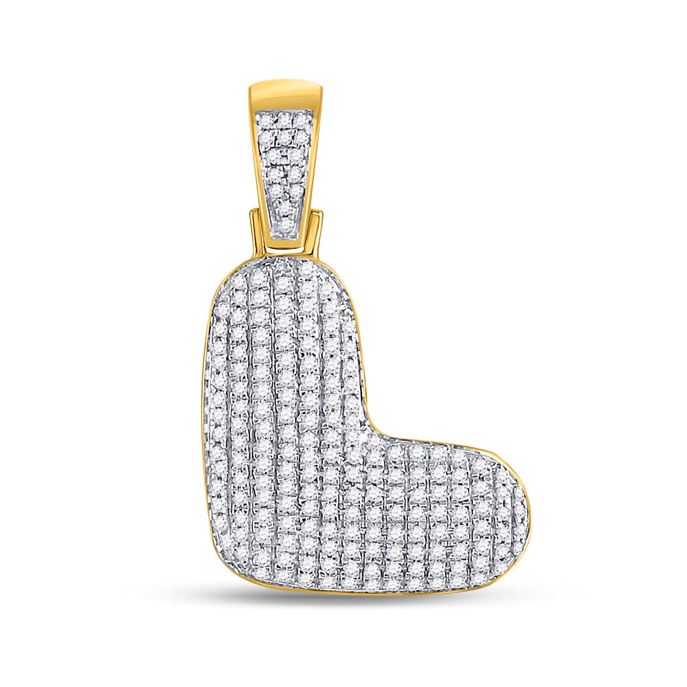 10kt Yellow Gold Men's Diamond "L" Letter Charm Pendant 1/2 ctw