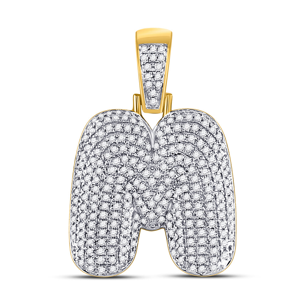 10kt Yellow Gold Men's Diamond "M" Letter Charm Pendant 3/4 ctw
