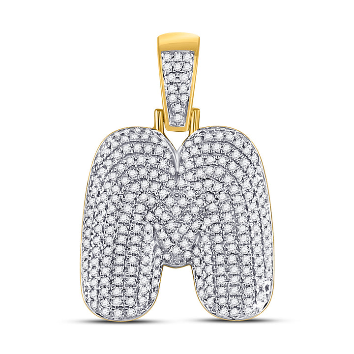10kt Yellow Gold Men's Diamond "M" Letter Charm Pendant 3/4 ctw