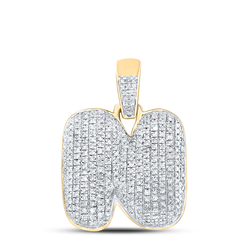 10kt Yellow Gold Men's Diamond "N" Letter Charm Pendant 7/8 ctw