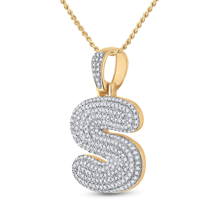 10kt Yellow Gold Men's Diamond "S" Letter Charm Pendant 3/4 ctw