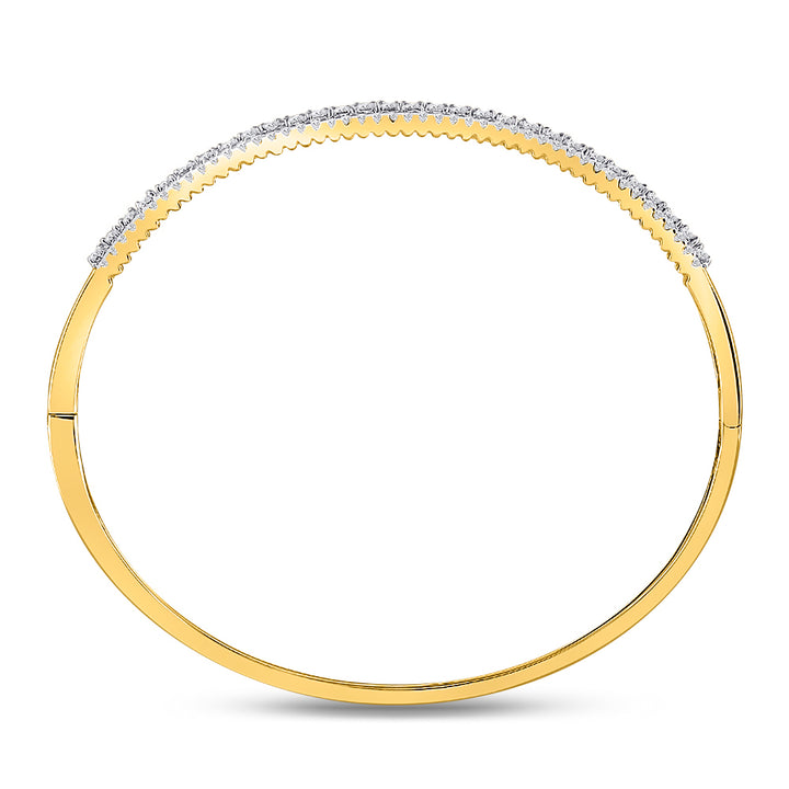 14kt Yellow Gold Women's Diamond 3-Row Bangle Bracelet 1-7/8 ctw - view 2