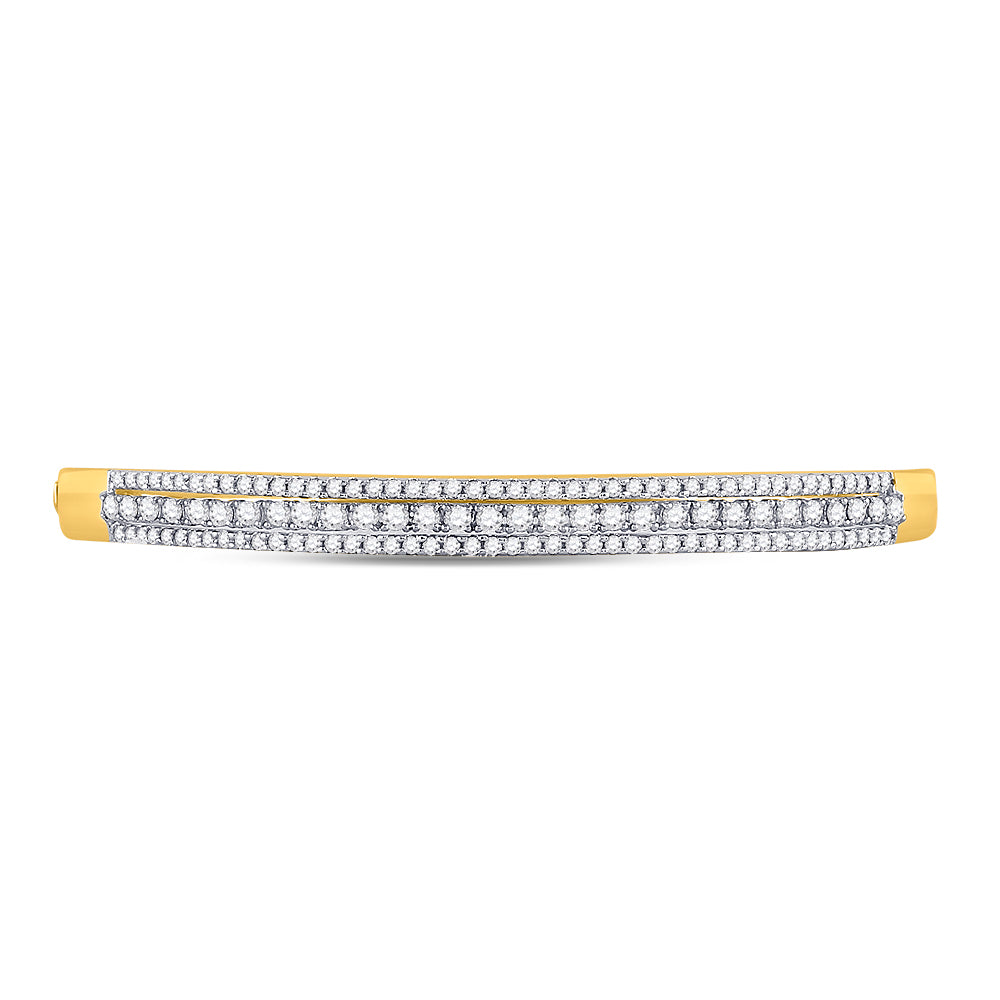 14kt Yellow Gold Women's Diamond 3-Row Bangle Bracelet 1-7/8 ctw - view 3
