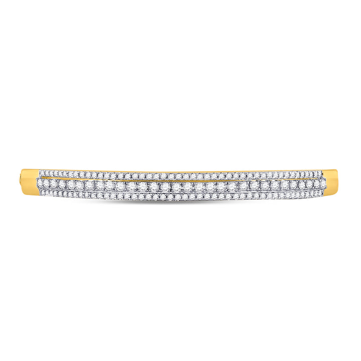 14kt Yellow Gold Women's Diamond 3-Row Bangle Bracelet 1-7/8 ctw - view 3