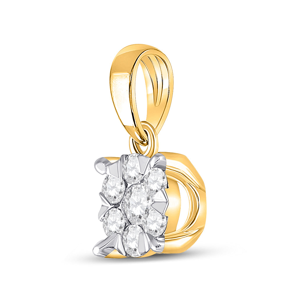 14kt Yellow Gold Women's Diamond Fashion Cluster Pendant 1/4 ctw