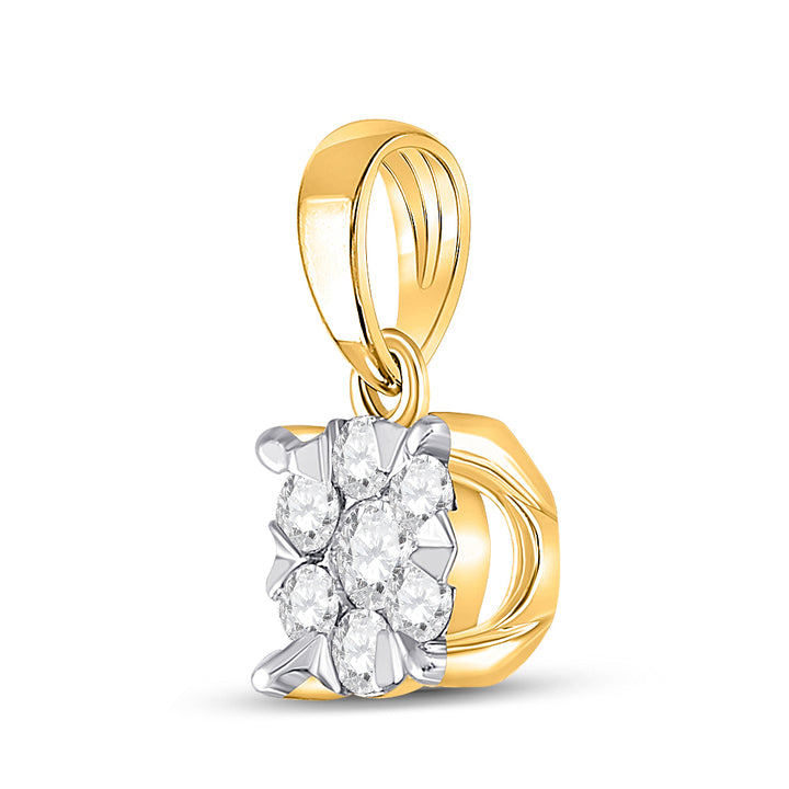 14kt Yellow Gold Women's Diamond Fashion Cluster Pendant 1/4 ctw