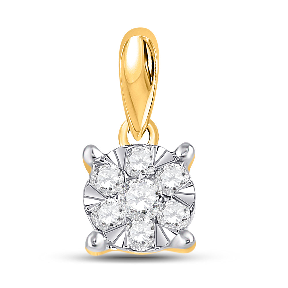 14kt Yellow Gold Women's Diamond Fashion Cluster Pendant 1/4 ctw - view 2