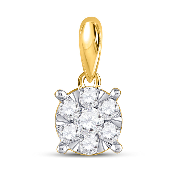 14kt Yellow Gold Women's Diamond Fashion Cluster Pendant 1/4 ctw - view 2