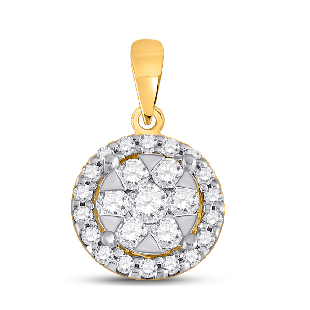 14kt Yellow Gold Women's Diamond Flower Pendant 1/2 ctw - view 2
