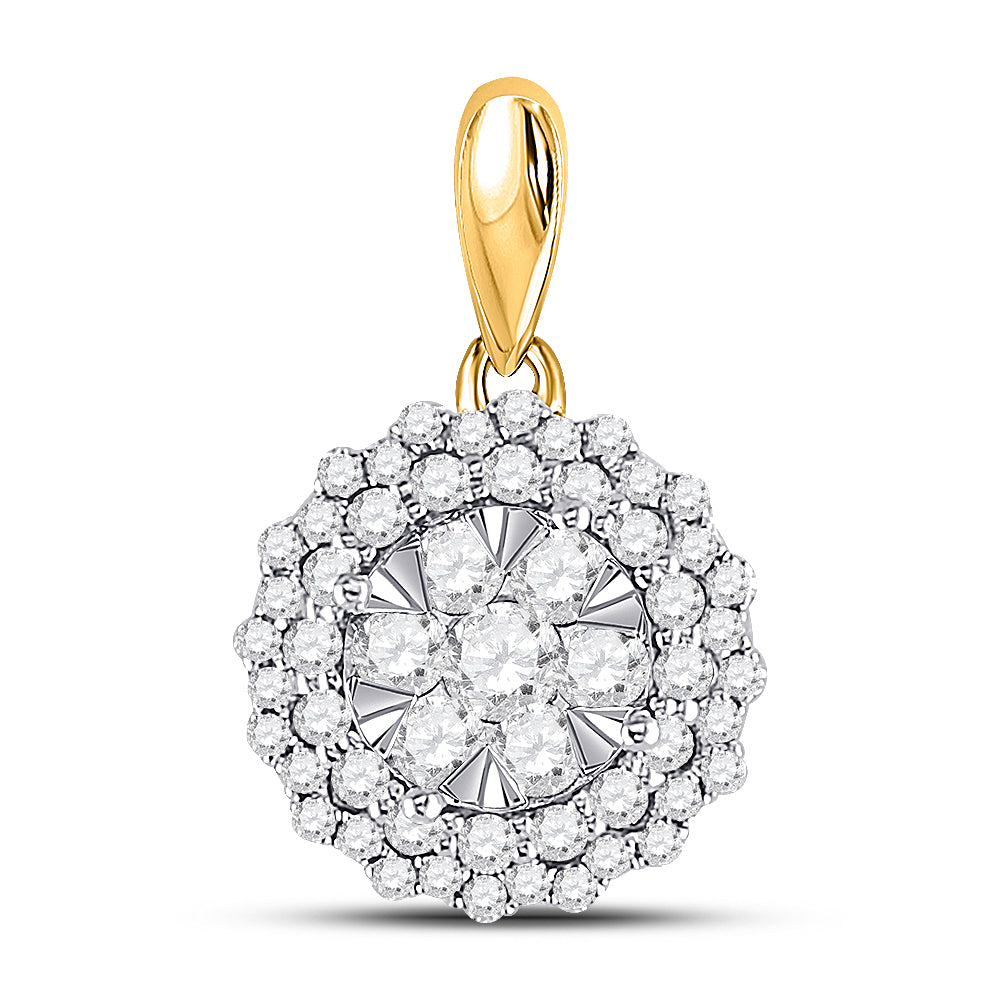 14kt Yellow Gold Women's Diamond Flower Pendant 1/2 ctw - view 2