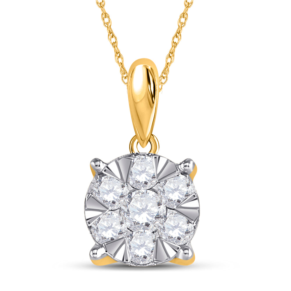 14kt Yellow Gold Women's Diamond Flower Pendant 1/2 ctw - view 2