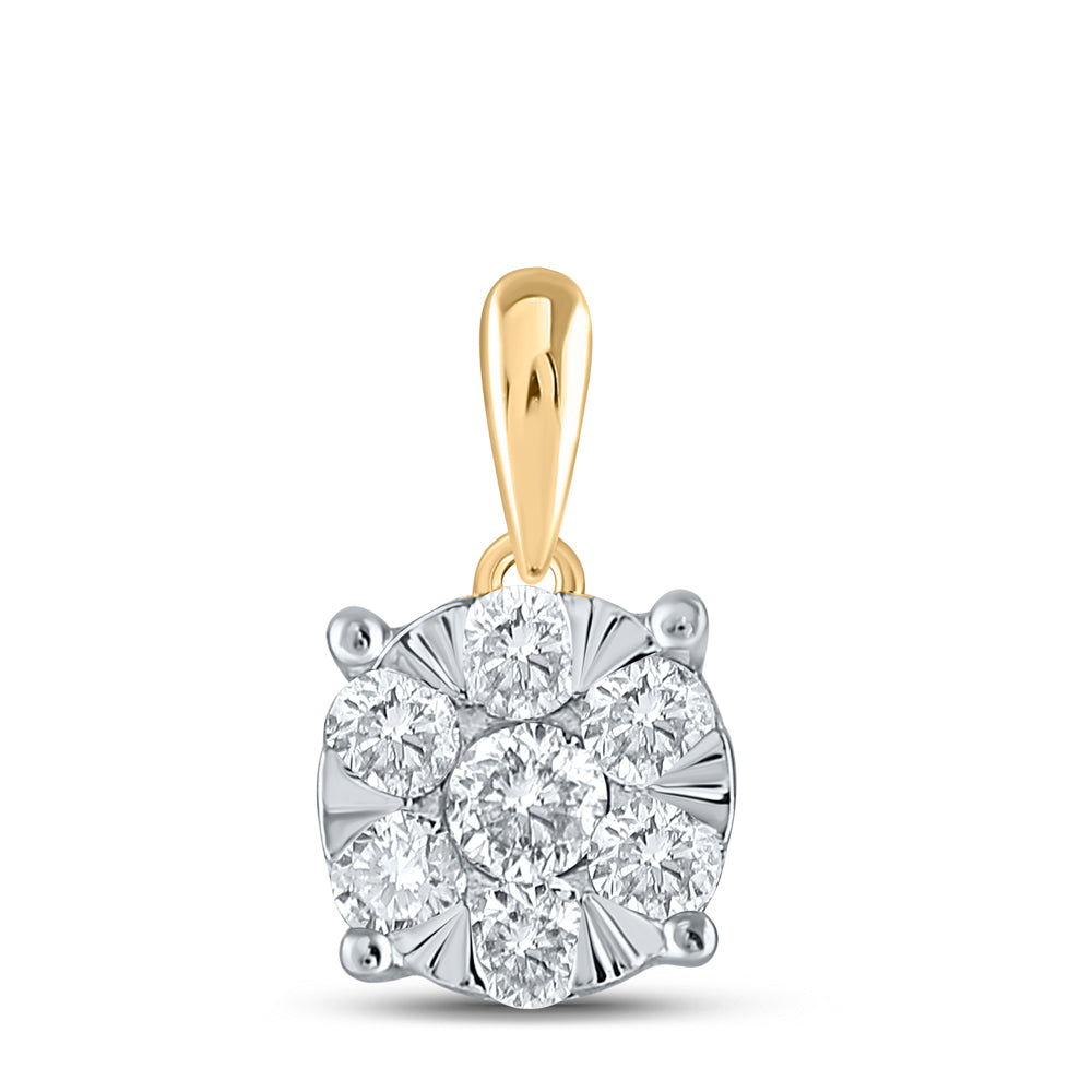 14kt Yellow Gold Women's Diamond Flower Pendant 1/2 ctw - view 2