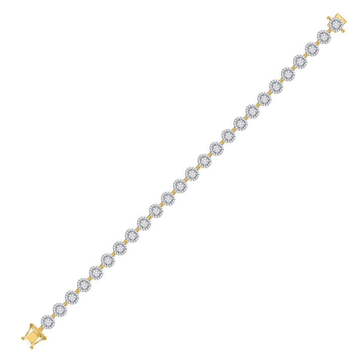 14kt Yellow Gold Women's Diamond Halo Cluster Tennis Bracelet 2 ctw