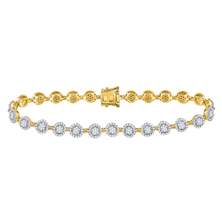 14kt Yellow Gold Women's Diamond Halo Cluster Tennis Bracelet 2 ctw - view 2