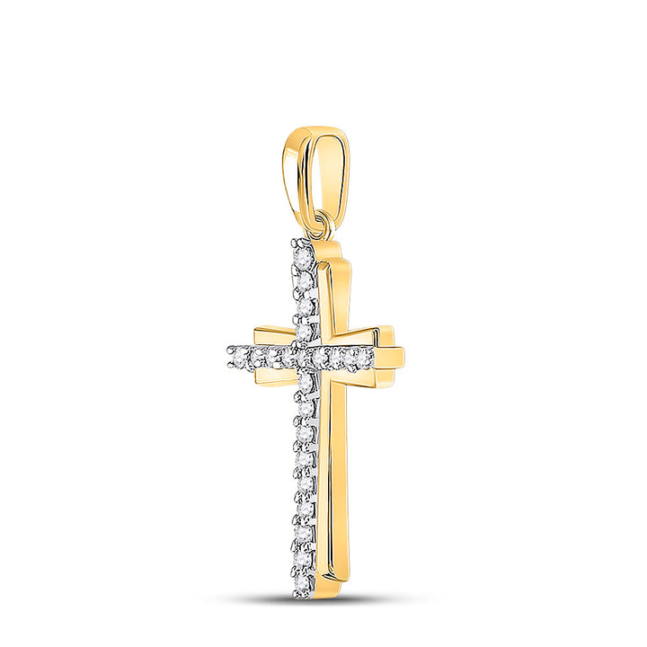 10kt Yellow Gold Women's Diamond Cross Pendant 1/6 ctw