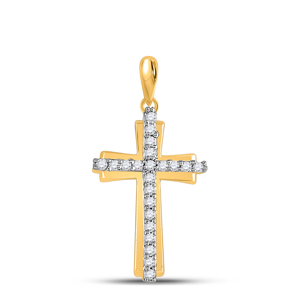 10kt Yellow Gold Women's Diamond Cross Pendant 1/6 ctw - view 2