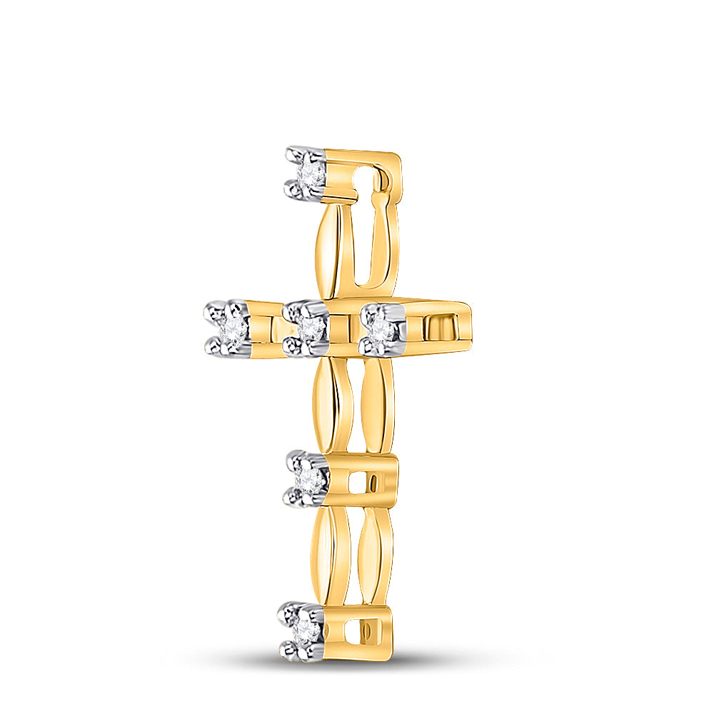 10kt Yellow Gold Women's Diamond Faith Cross Pendant 1/20 ctw
