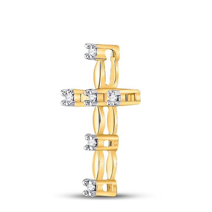 10kt Yellow Gold Women's Diamond Faith Cross Pendant 1/20 ctw