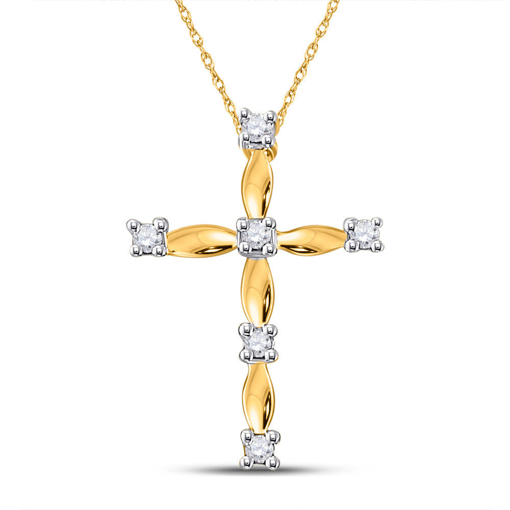 10kt Yellow Gold Women's Diamond Faith Cross Pendant 1/20 ctw - view 2