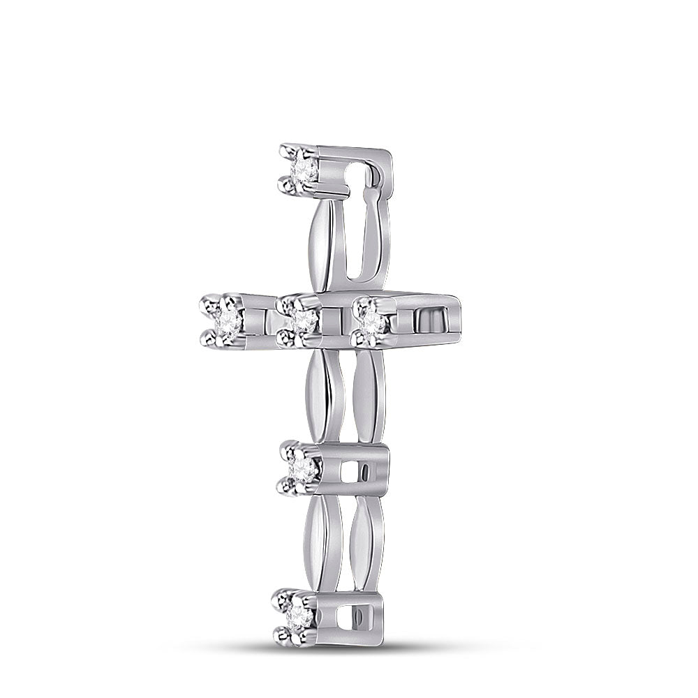 10kt White Gold Women's Diamond Faith Cross Pendant 1/20 ctw