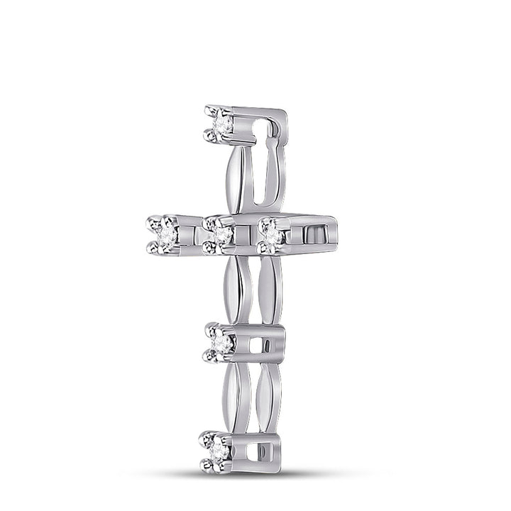 10kt White Gold Women's Diamond Faith Cross Pendant 1/20 ctw