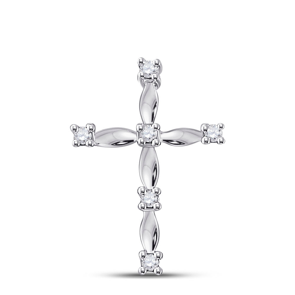 10kt White Gold Women's Diamond Faith Cross Pendant 1/20 ctw - view 2