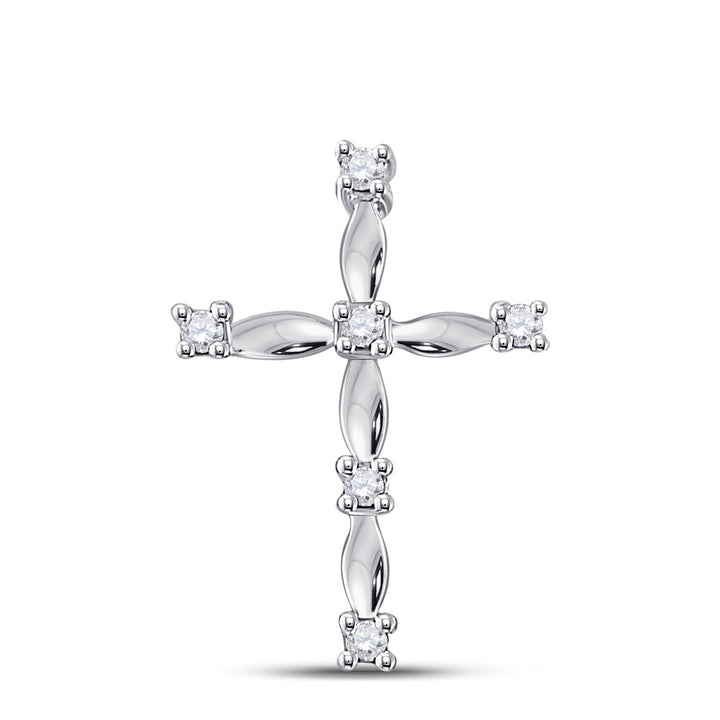 10kt White Gold Women's Diamond Faith Cross Pendant 1/20 ctw - view 2
