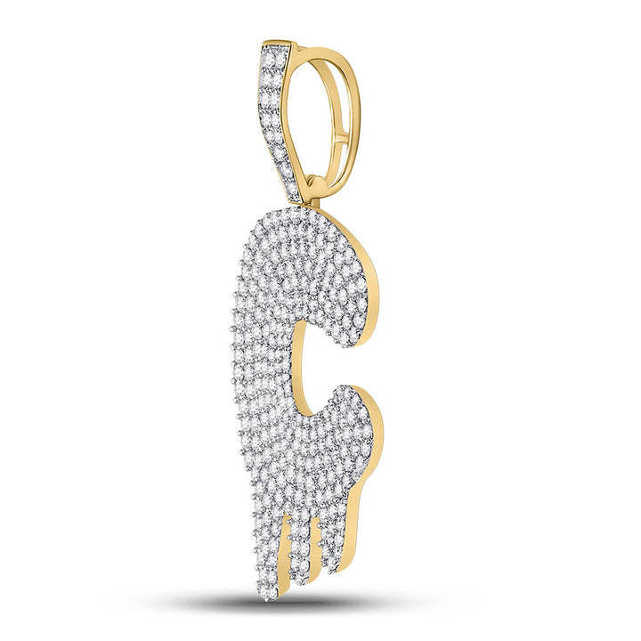 10kt Yellow Gold Men's Diamond "C" Letter Charm Pendant 2-5/8 ctw