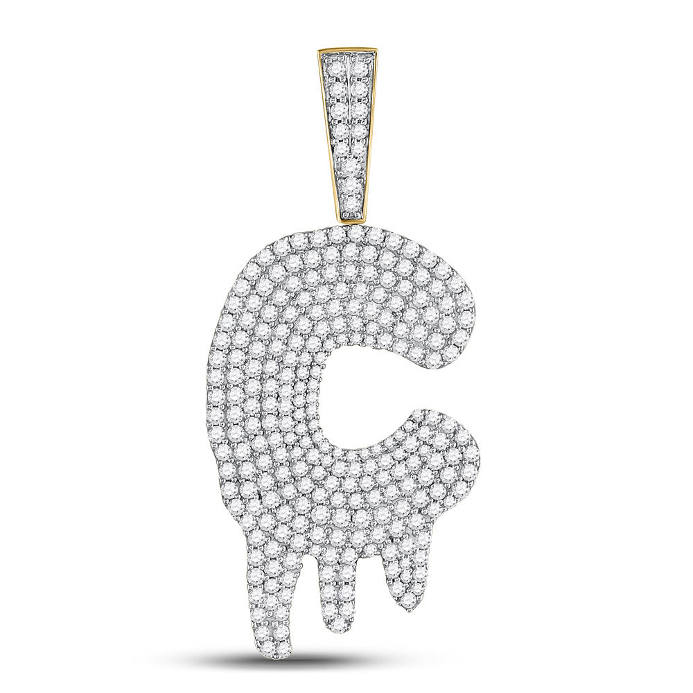 10kt Yellow Gold Men's Diamond "C" Letter Charm Pendant 2-5/8 ctw - view 2