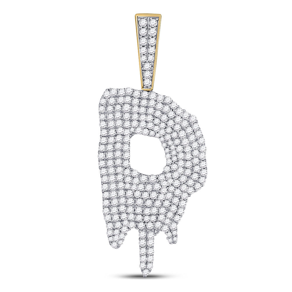 10kt Yellow Gold Men's Diamond Initial D Pendant 2-1/4 ctw - view 2