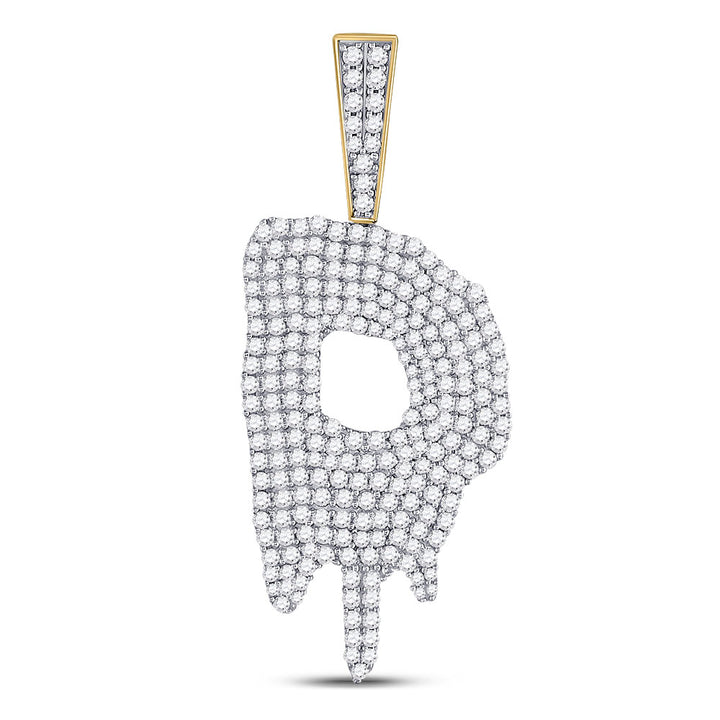 10kt Yellow Gold Men's Diamond Initial D Pendant 2-1/4 ctw - view 2
