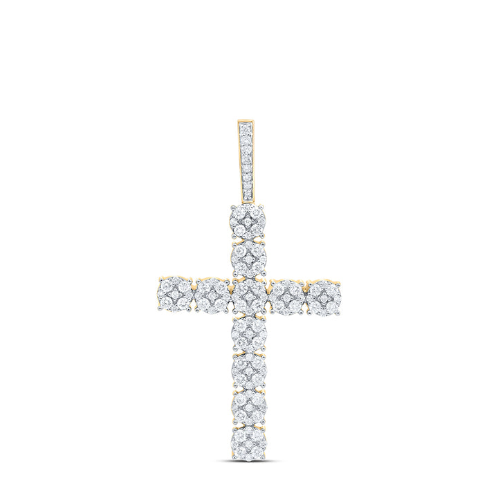 10kt Yellow Gold Men's Diamond Cross Charm Pendant 2-1/5 ctw - view 2