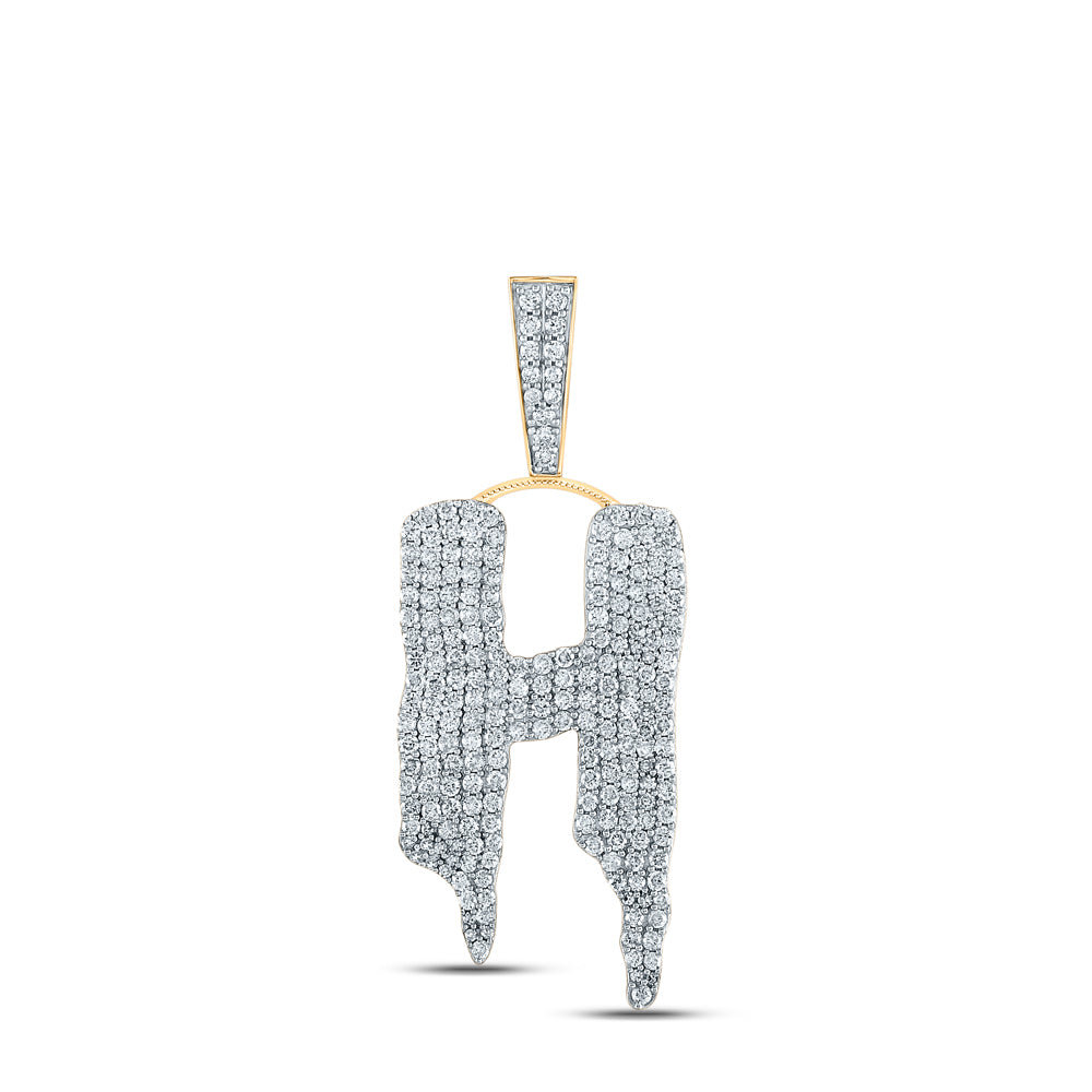 10kt Yellow Gold Men's Diamond Initial Pendant 2-1/2 ctw - view 2
