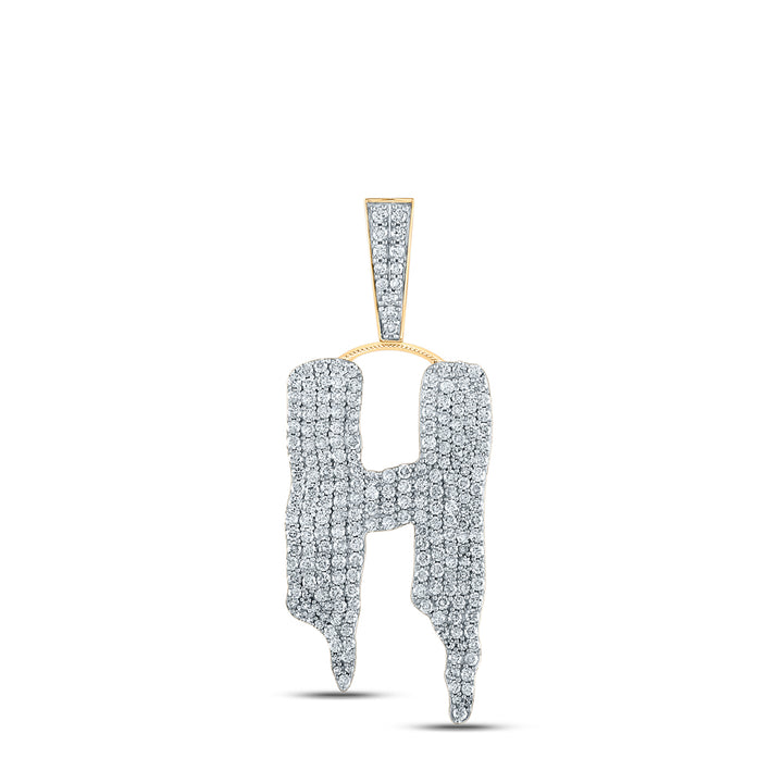 10kt Yellow Gold Men's Diamond Initial Pendant 2-1/2 ctw - view 2