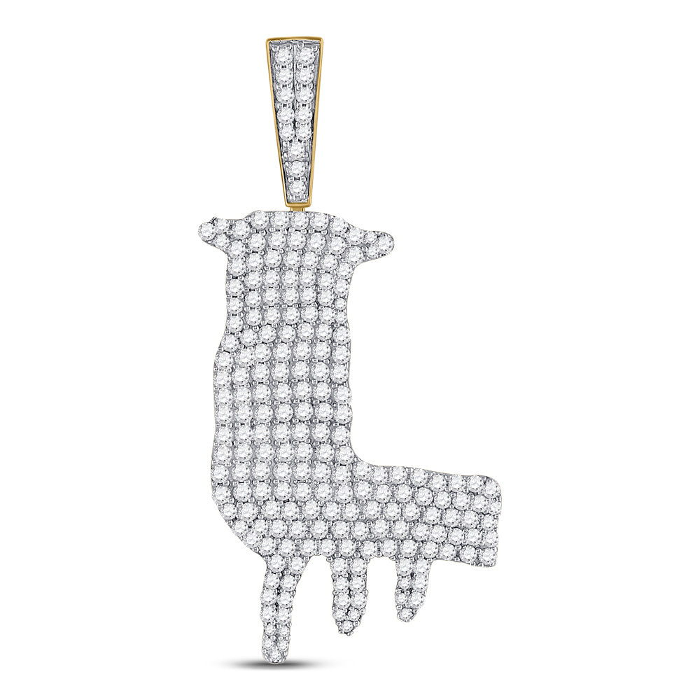 10kt Yellow Gold Men's Diamond Initial Pendant 2-1/4 ctw - view 2