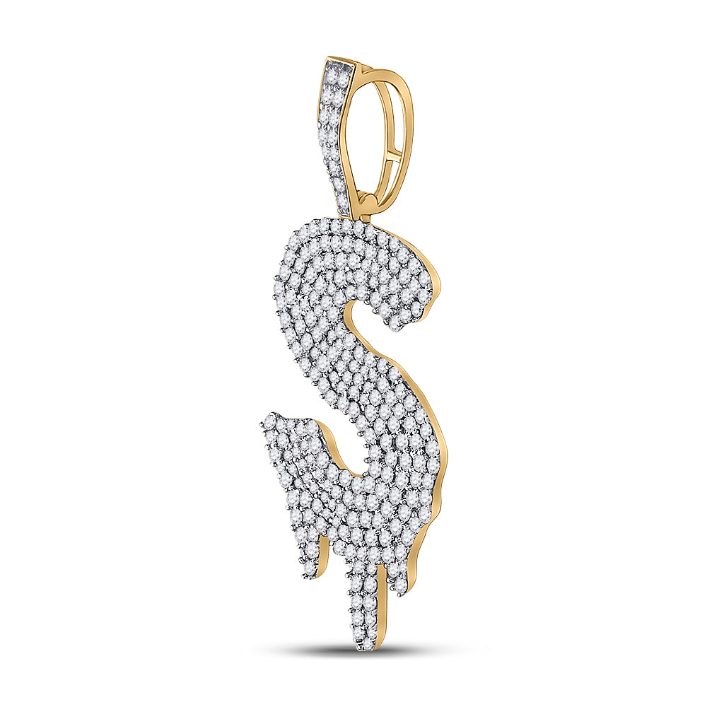 10kt Yellow Gold Men's Diamond Initial Pendant 2 ctw