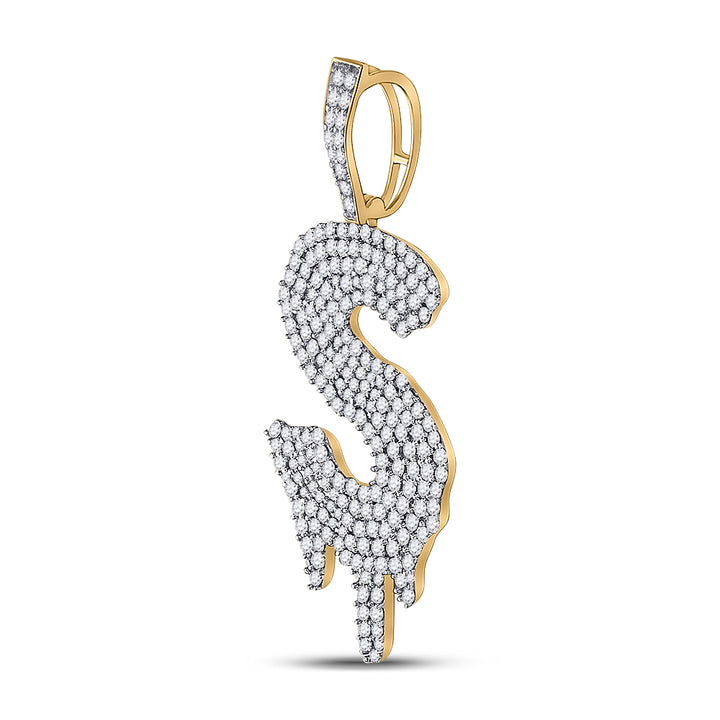 10kt Yellow Gold Men's Diamond Initial Pendant 2 ctw