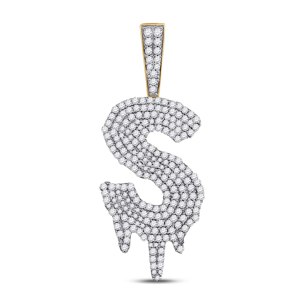 10kt Yellow Gold Men's Diamond Initial Pendant 2 ctw - view 2