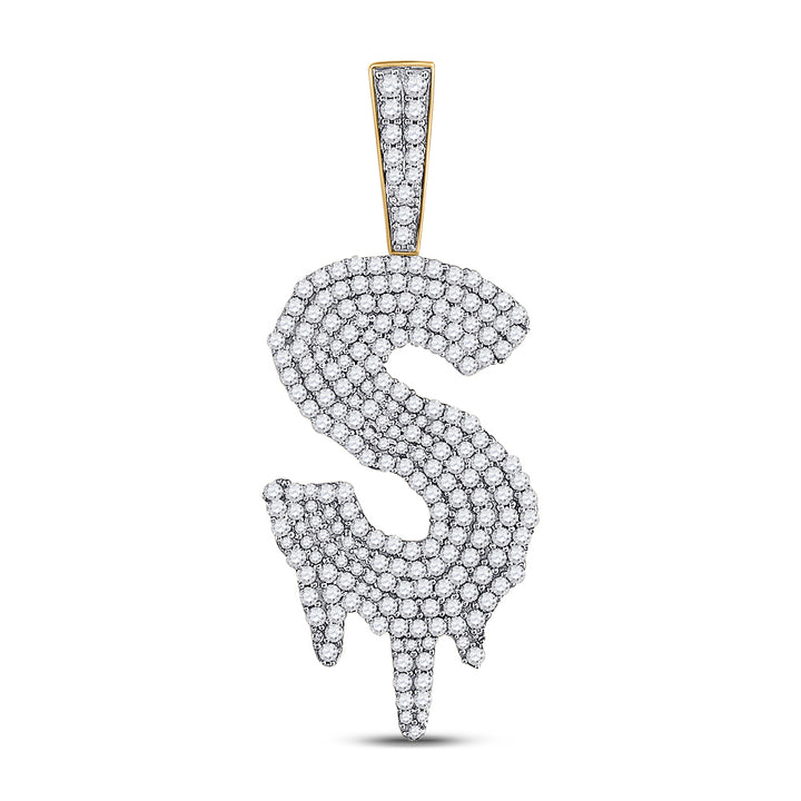 10kt Yellow Gold Men's Diamond Initial Pendant 2 ctw - view 2