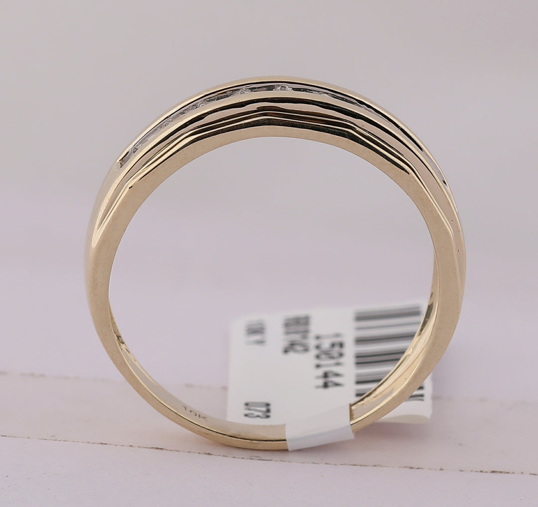 10kt Yellow Gold Mens Round Diamond Wedding Channel-Set Band Ring 1/5 Cttw