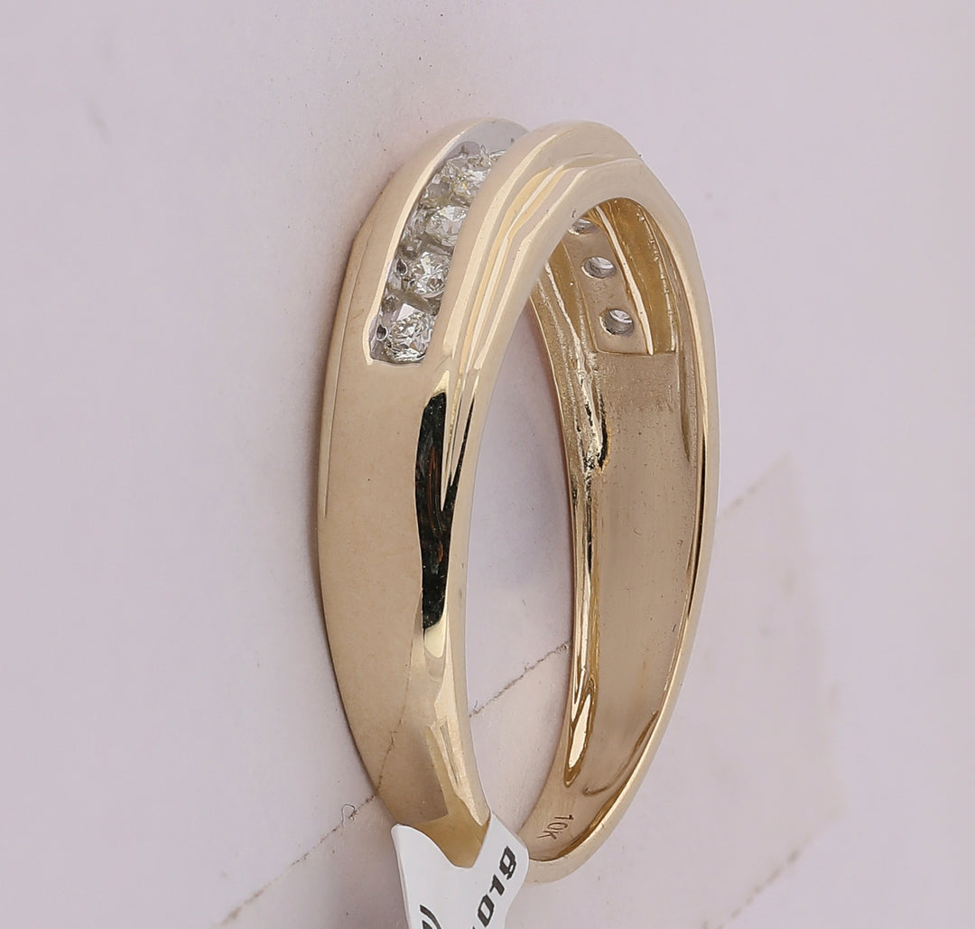 10kt Yellow Gold Mens Round Diamond Wedding Channel-Set Band Ring 1/5 Cttw