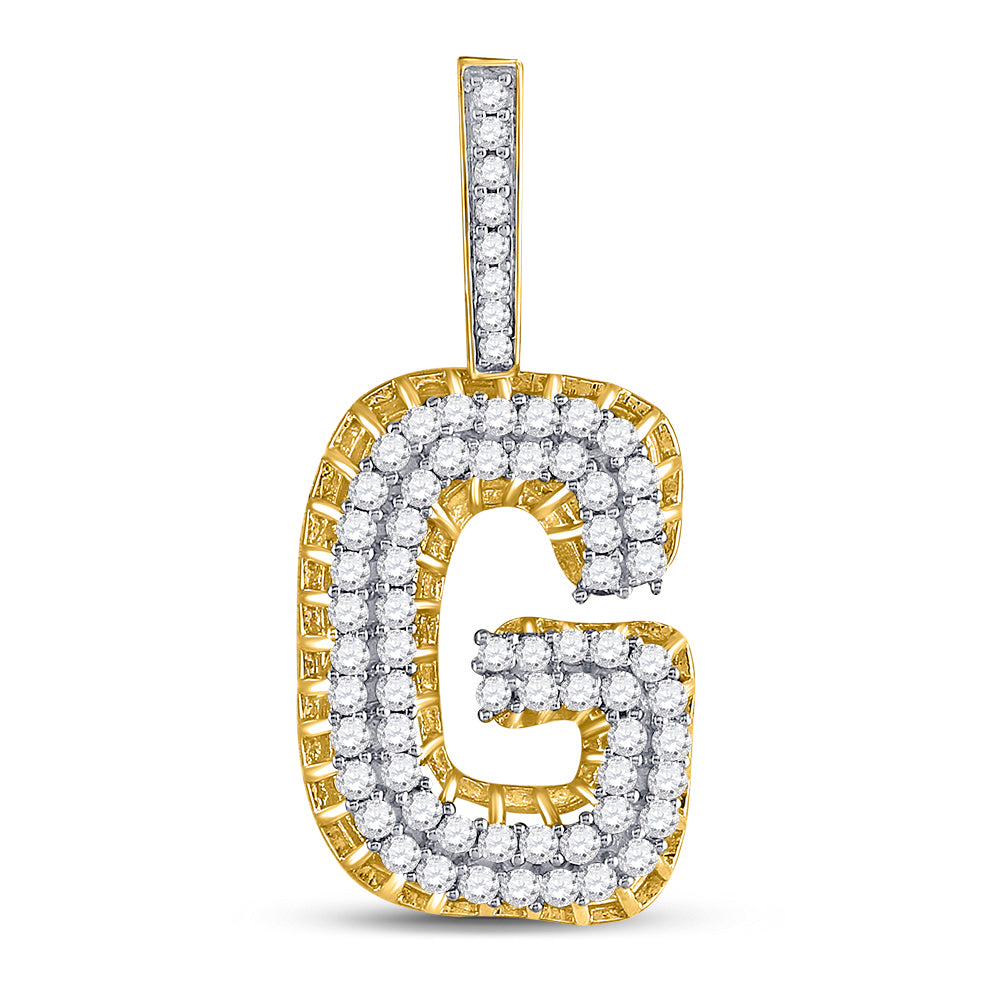 10kt Yellow Gold Men's Diamond "G" Charm Pendant 1-3/8 ctw