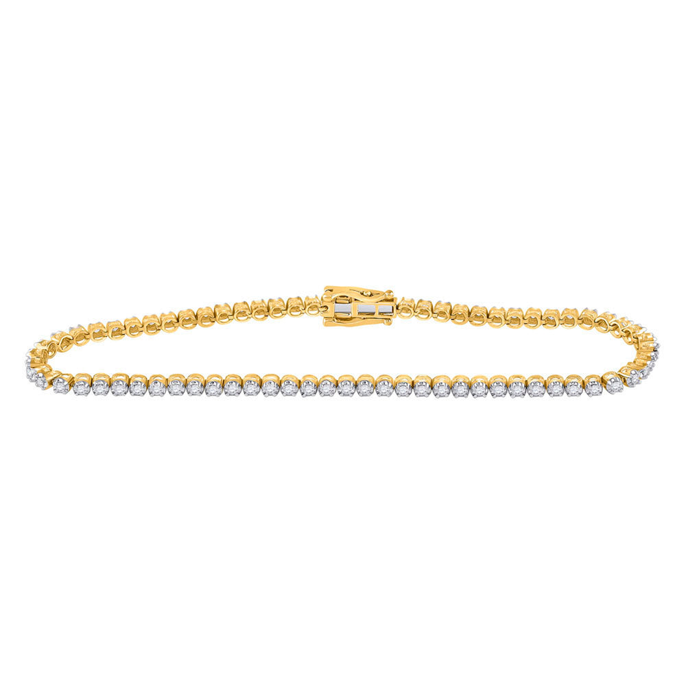 10kt Yellow Gold Women's Diamond Tennis Bracelet 1-3/4 ctw - view 2