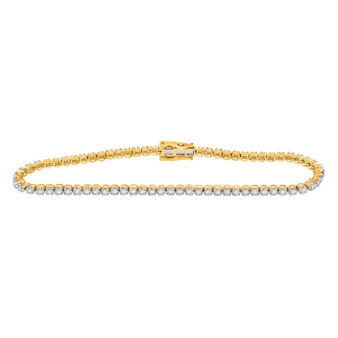 10kt Yellow Gold Women's Diamond Tennis Bracelet 1-3/4 ctw - view 2