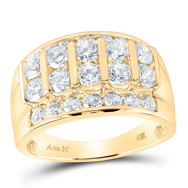14kt Yellow Gold Mens Round Diamond Wedding Channel-Set Band Ring 3.00 Cttw