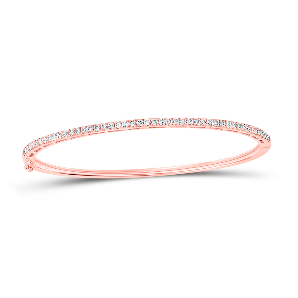 14kt Rose Gold Women's Diamond Classic Bangle Bracelet 1 ctw