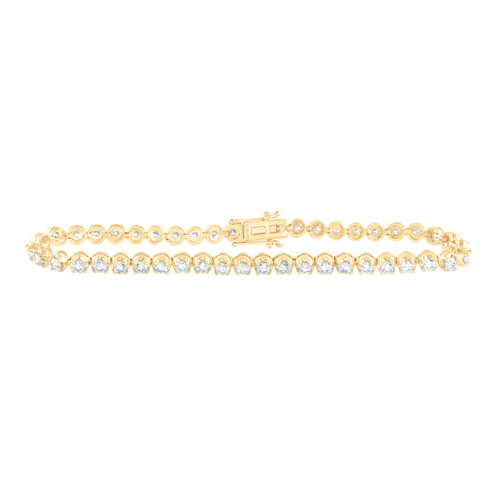14kt Yellow Gold Women's Diamond Classic Tennis Bracelet 4 ctw - view 2