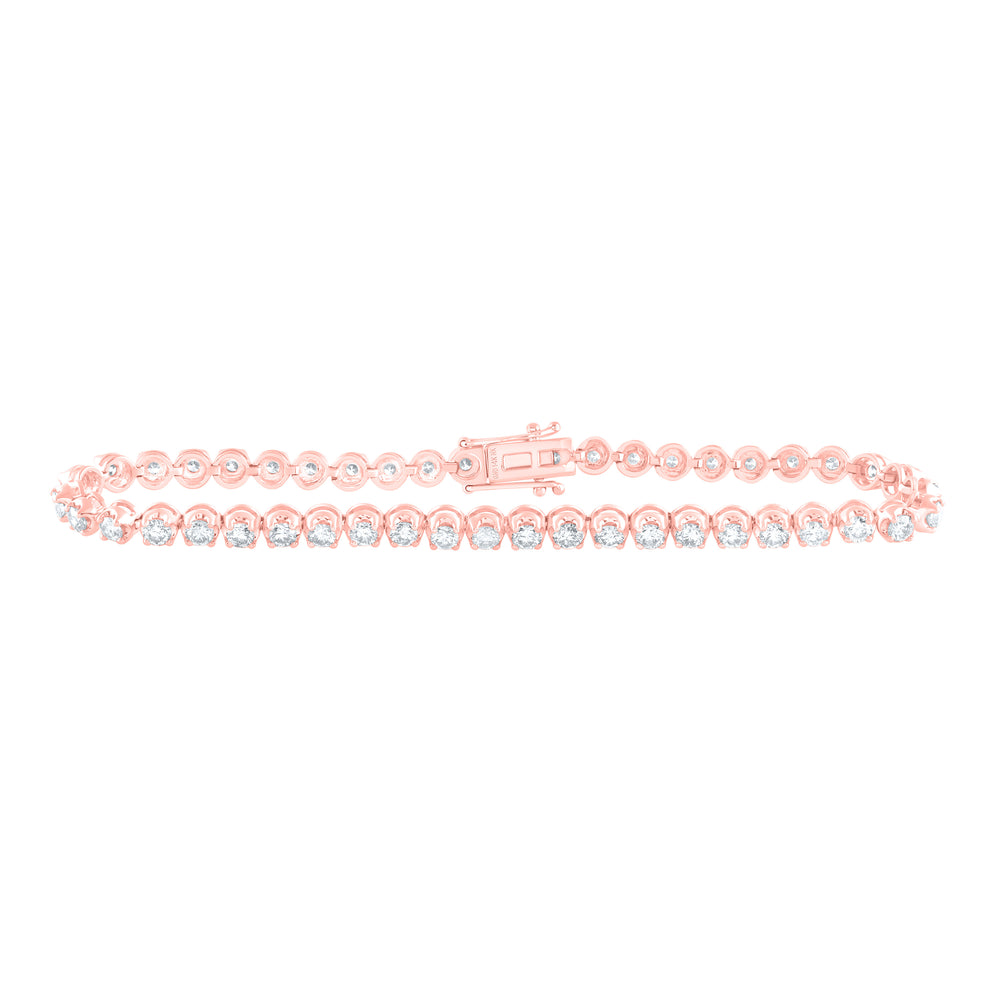 14kt Rose Gold Women's Diamond Classic Tennis Bracelet 4 ctw - view 2